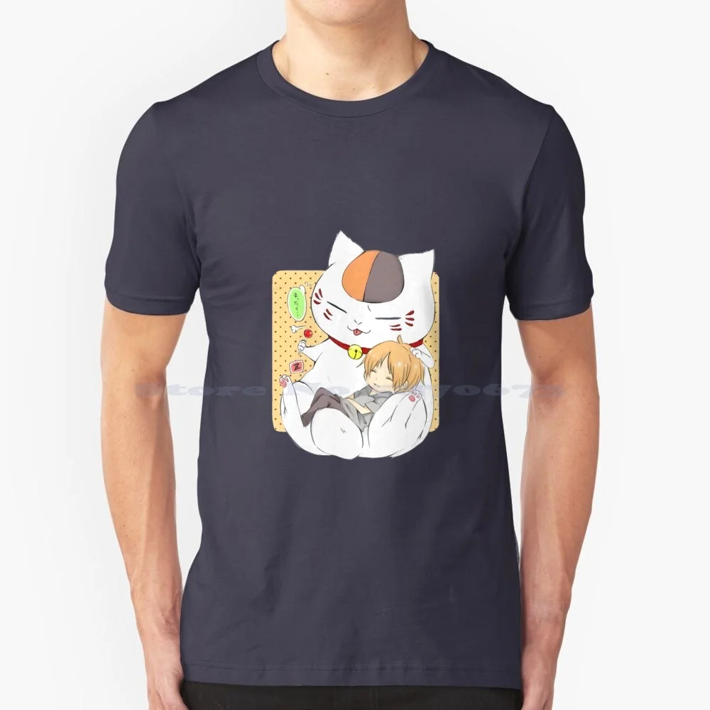 Camiseta del Libro de los Amigos Natsumes, camisa 100% de algodón con estampado de gato, Nyanko, Sensei, Youkai, Kawaii, Natsume, Yuujinchou, Manga, Natsume