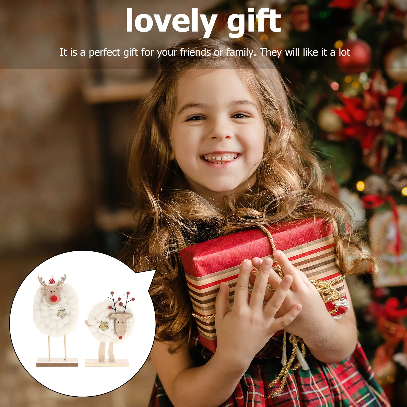 

2Pcs Adorable Cartoon Sheep Wool Felt Decorations Perfect for Festive Tabletop Layout Showcase Kindergarten Hotel Bar Christmas