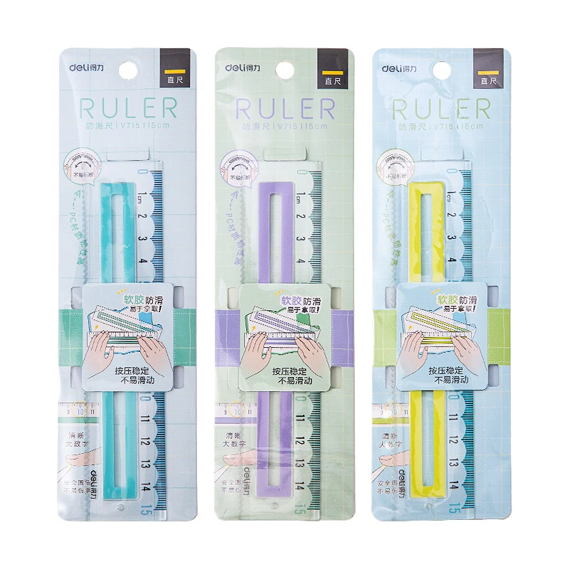 

Deli 1pcs 15cm Straight Ruler Colored Transparent Plastic Ruler Drawing Tool School Student&Office Supplies Stationery Gift