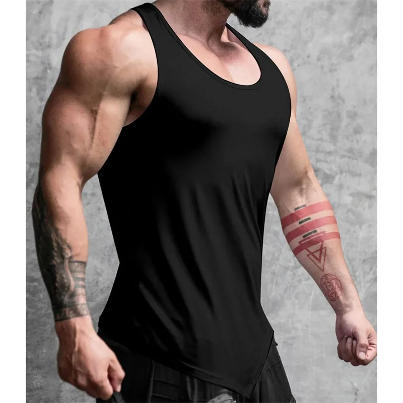 Muscle Fitness T-shirt Summer Men's pullover Casual Workout sleeveless Vest quick-dry Men undershirt Gym Sports Vest men Tops