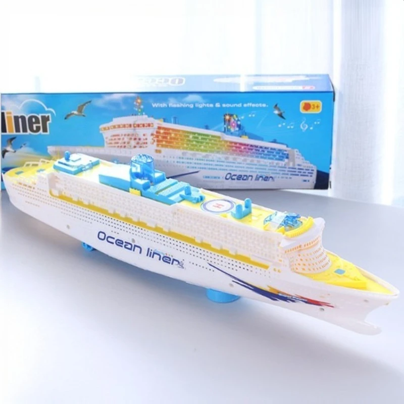 Modello giocattolo di nave elettrica universale Ocean Liner da 49 cm con musica sonora Giocattolo per barca da crociera per bambini Sterzo automatico