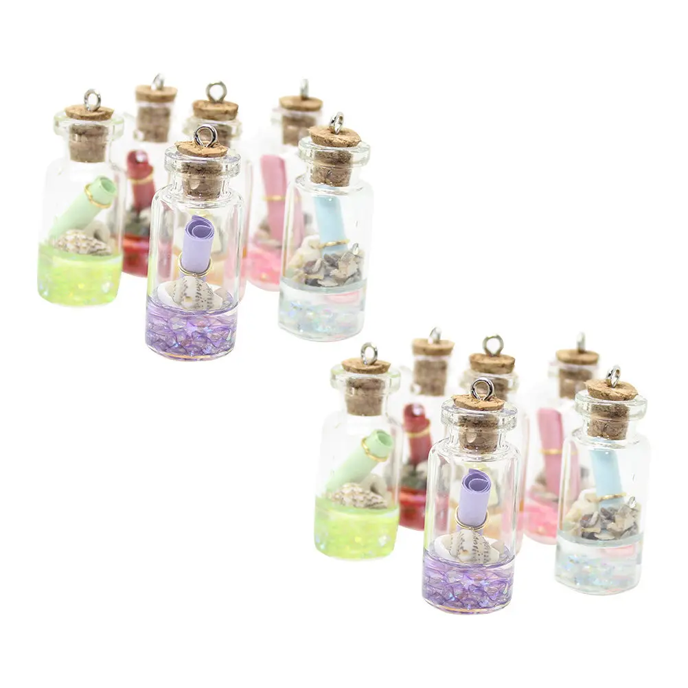 

12Pcs Mini Drift Bottle Pendant Resin Simulation Glass DIY Jewelry Accessories Key Chain Craft Decoration Drift Bottle Pendant