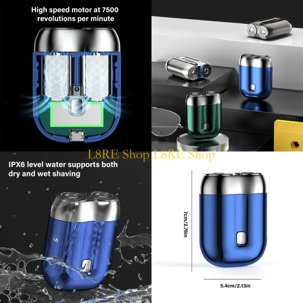 L8RE Mise à niveau Pocket Shaver Rechargeable Double Head Electric Shaver Portable Electric