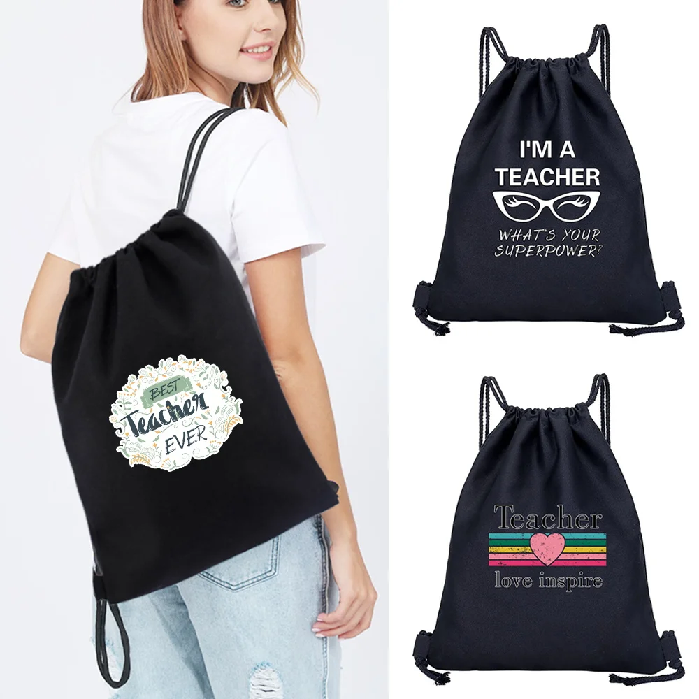 

Cute Pattern Printed Drawstring Backpack Shopping Bag Series Printed Backpack Travel Bag for Young Teachers.