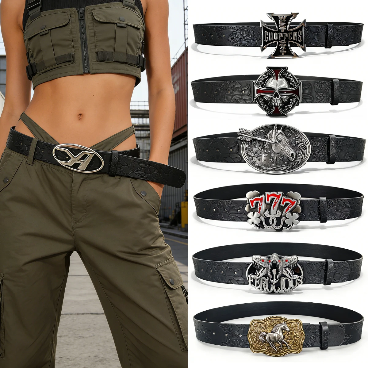 

Мужской ремень в стиле ретро, ​​модный индивидуальный ремень в богемном стиле для мужчин и женщин, ремни в стиле панк-рок Y2K для джинсов, платьев и повседневной одежды