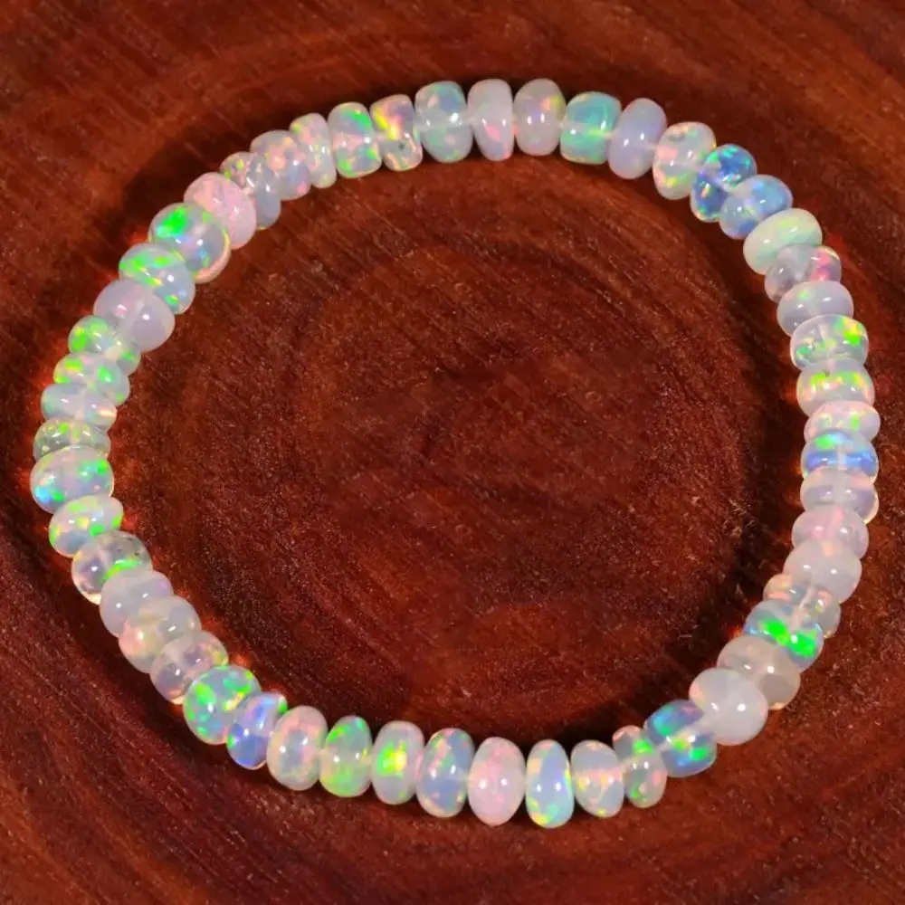Personalized Elastic Rope Opalite Beaded Bracelet Handmade Stretchable Beads Bangles Fashion Jewelry Wrist Chain Men Women