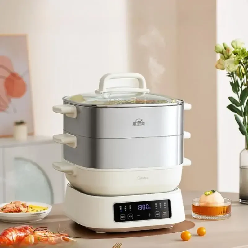 ميديا 11.6L طباخ بالبخار 220 فولت 1700 واط 3 طبقات متعدد الطباخ الفولاذ المقاوم للصدأ الكهربائية الغذاء البواخر التحكم باللمس وعاء باخرة