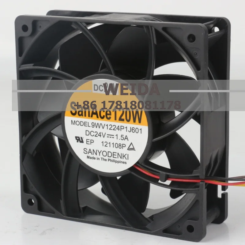 سانيو 5 فولت 12 فولت 48 فولت تيار مستمر 24 فولت 1.5A التيار المتناوب EC 12038 120X120X38 مللي متر 12 سنتيمتر محول تردد تدفق الهواء العالي أربعة أسلاك 9WV1224P1J601 مروحة التبريد