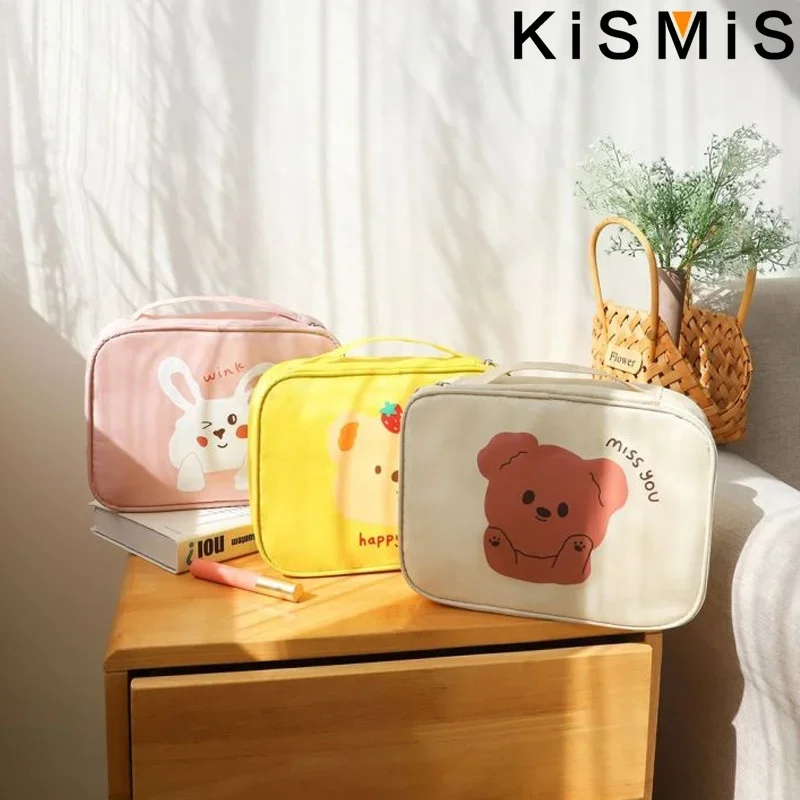 Nuova borsa da viaggio portatile in nylon impermeabile per trucco, con cerniera, organizer cosmetico multifunzionale per pennelli e strumenti