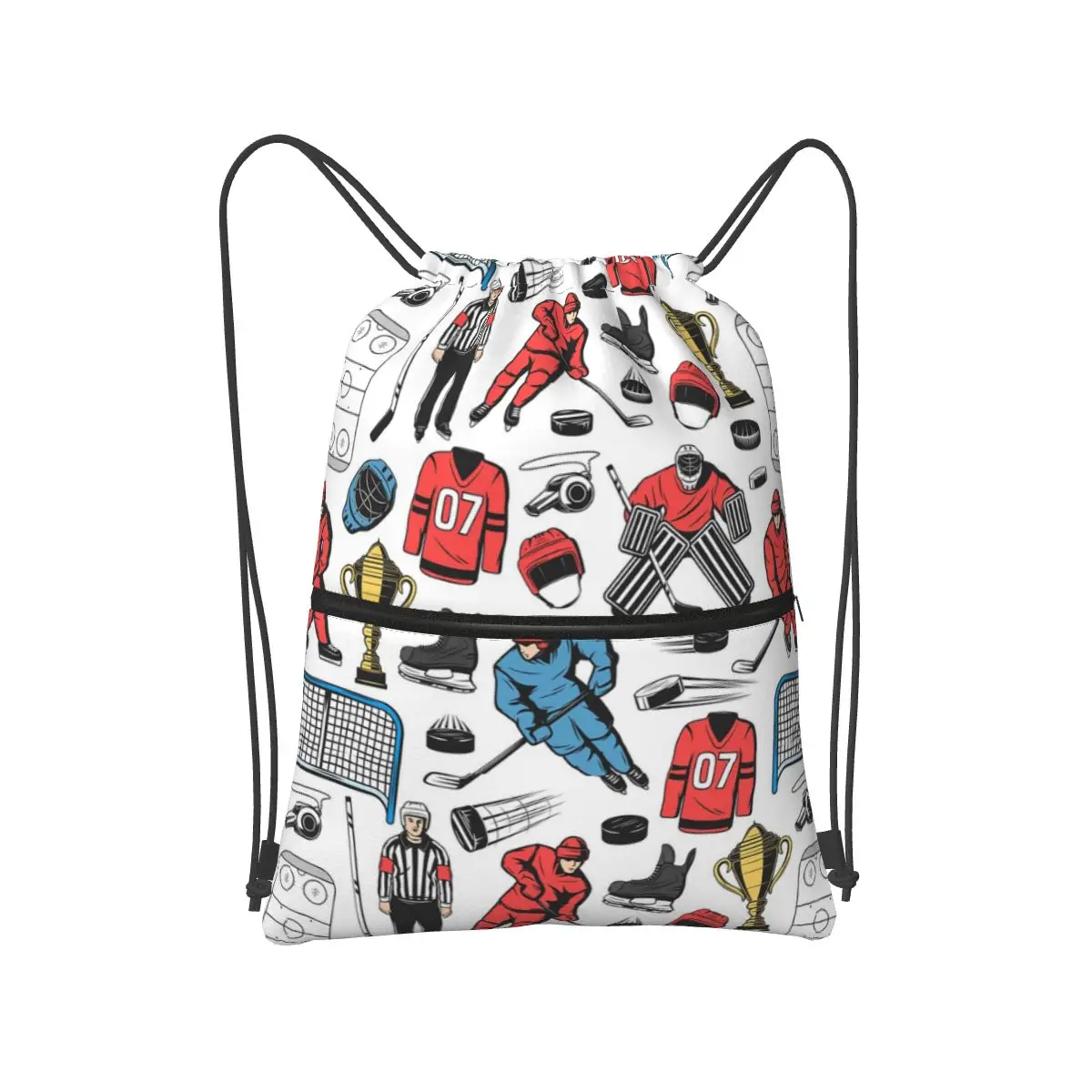 

Ice Hockey Players On Rink Backpacks Casual Drawstring Bags Sports Bag Book Bags for Man Woman Students