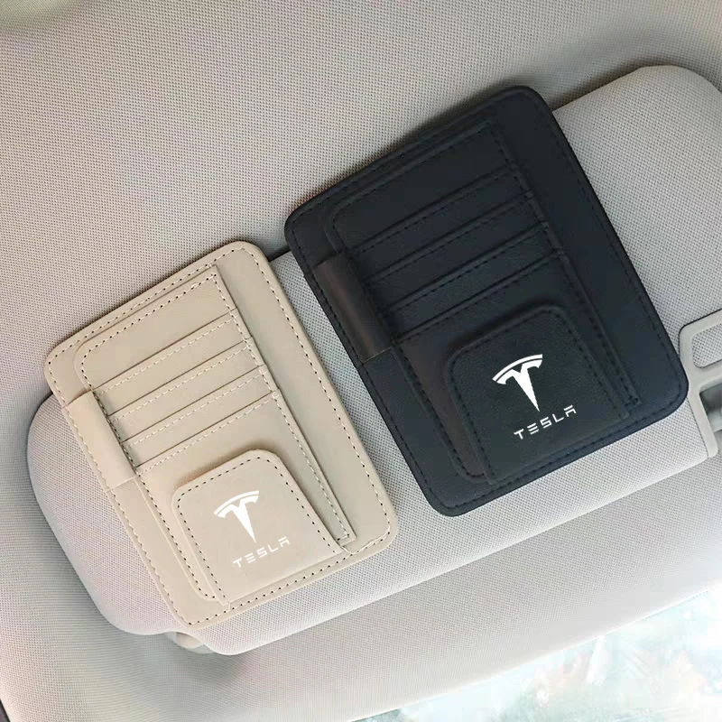 سيارة الشمس قناع المنظم حقيبة التخزين بطاقة النظارات الشمسية كليب ل تسلا Cybertruck رودستر لفائف SpaceX هايلاند نموذج 3 S X نموذج Y #1