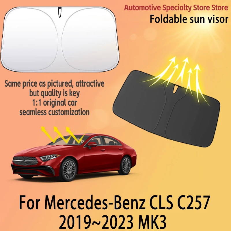 

Солнцезащитная шторка для лобового стекла Mercedes-Benz CLS 2019~2023 MK3, защита от солнца и нагрева, высококачественные автоаксессуары