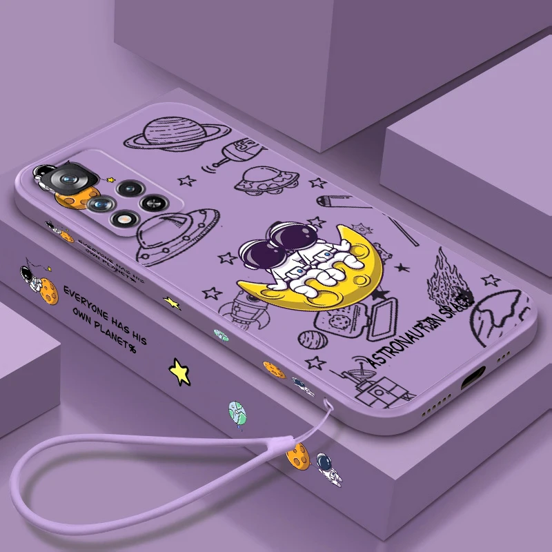 

Anime Astronaut Cartoon Art Liquid Left Rope For Xiaomi Redmi Note 13 12 12S 12R 11 11T 11S 10 10S Pro Plus 5G Funda Phone Case