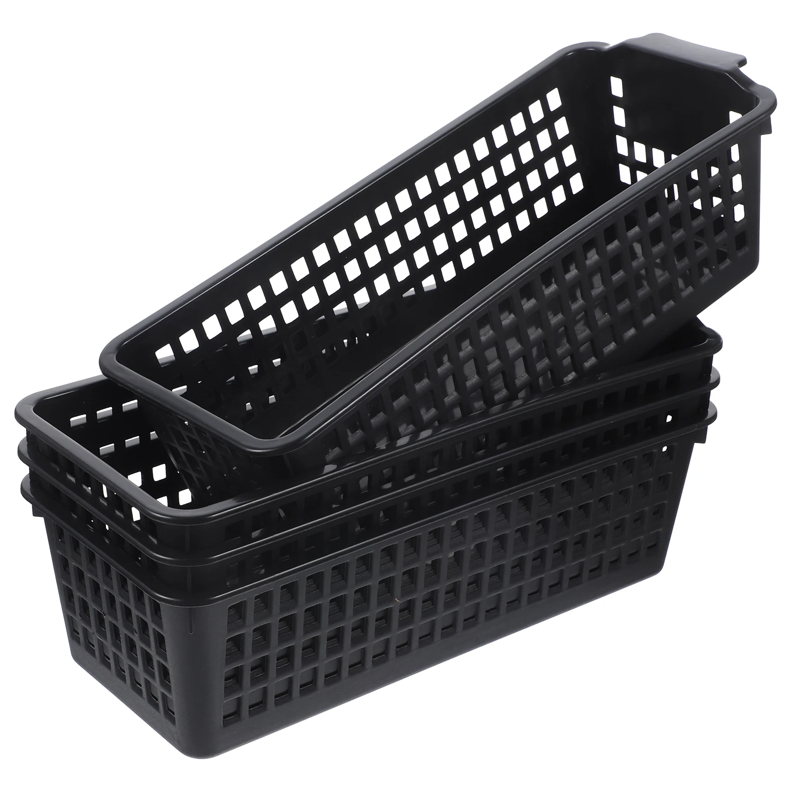 

4pcs Storage Baskets for Kitchen Bathroom Home Slim Plastic PP Material Rectangle Plastic Basket Design Storage