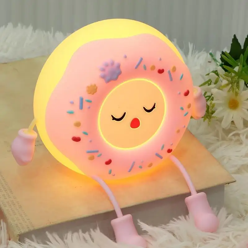 Lampada a ciambella a LED morbida in Silicone con luce a ciambella in Silicone per la notte 2 modalità di illuminazione regolabile multifunzionale Cartoon Kid Room Decor