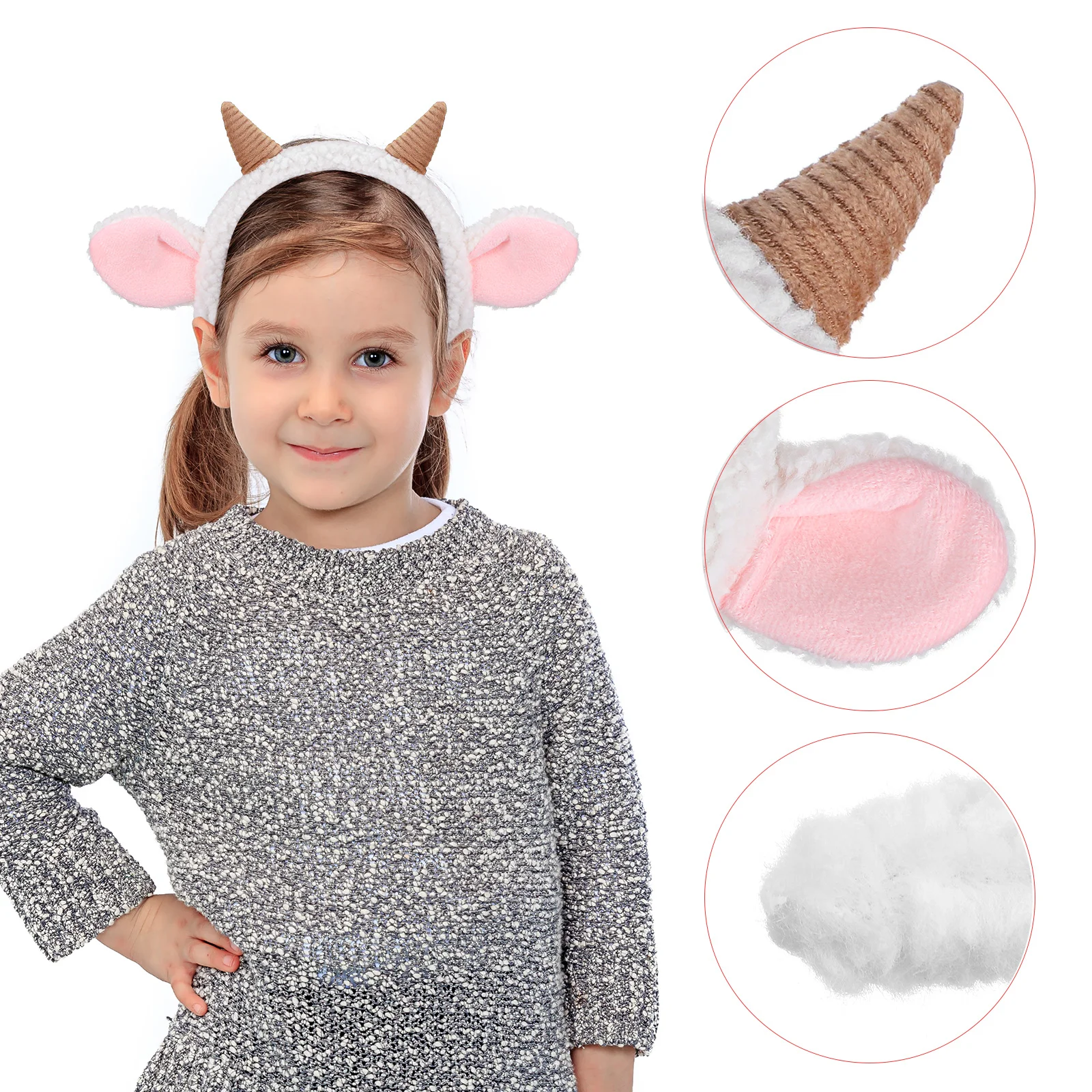 Fascia per capelli con artigli Copricapo per animali Accessorio per capelli di Halloween Costume in corno di croissant Decorazione in tessuto a cerchio adorabile