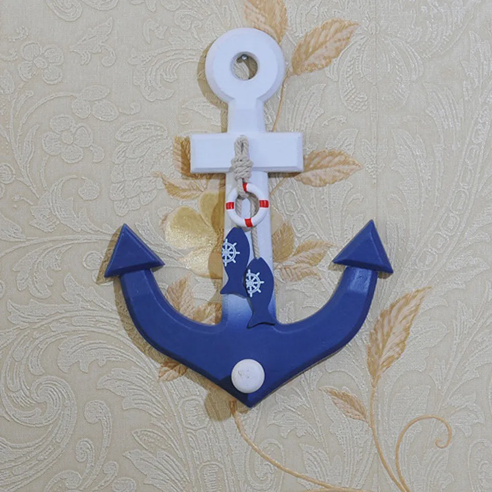 Mediterranean style wall hook for coastal home owners to save wall space with wooden ship anchor design
