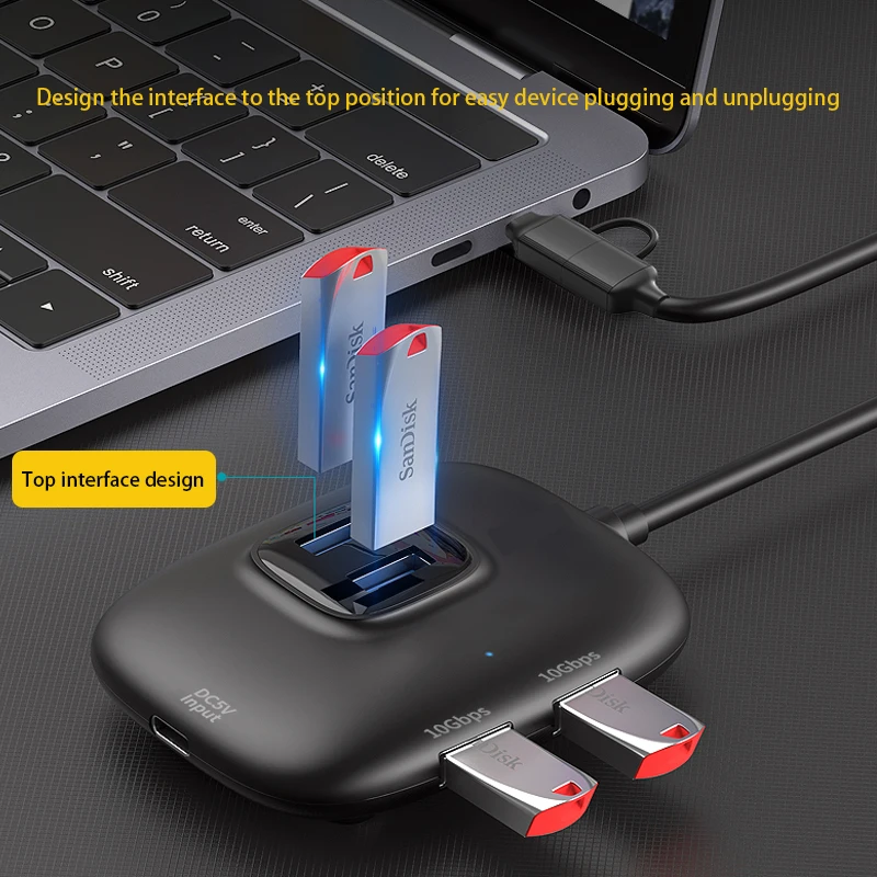 10Gbps الفاصل محول لعبة محور الفاصل محول تمديد كابل التوصيل والتشغيل PD شحن نوع C/USB محور محطة الإرساء