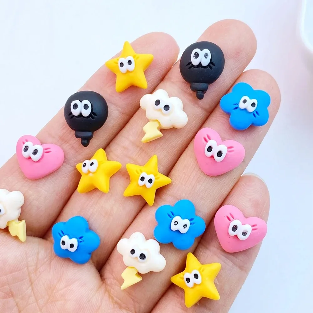 20Pcs New Cute Resin Mini Starfish, Clouds, Heart-Shaped Flatback Jewelry Making Manicure Hairwear Accessorie