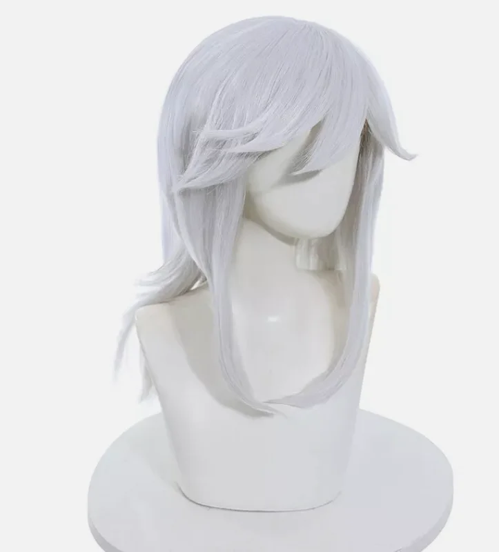 Game Genshin Impact Cyno Cosplay Wig 55cm Long Sliver White Synthetic Hair