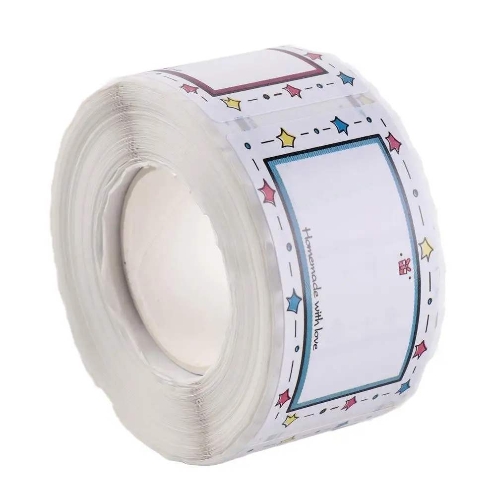 250Pcs/Roll Blank Kitchen Name Label Sticker Color Border Handwritten Adhesive Label Rectangle Seasoning Jar Label