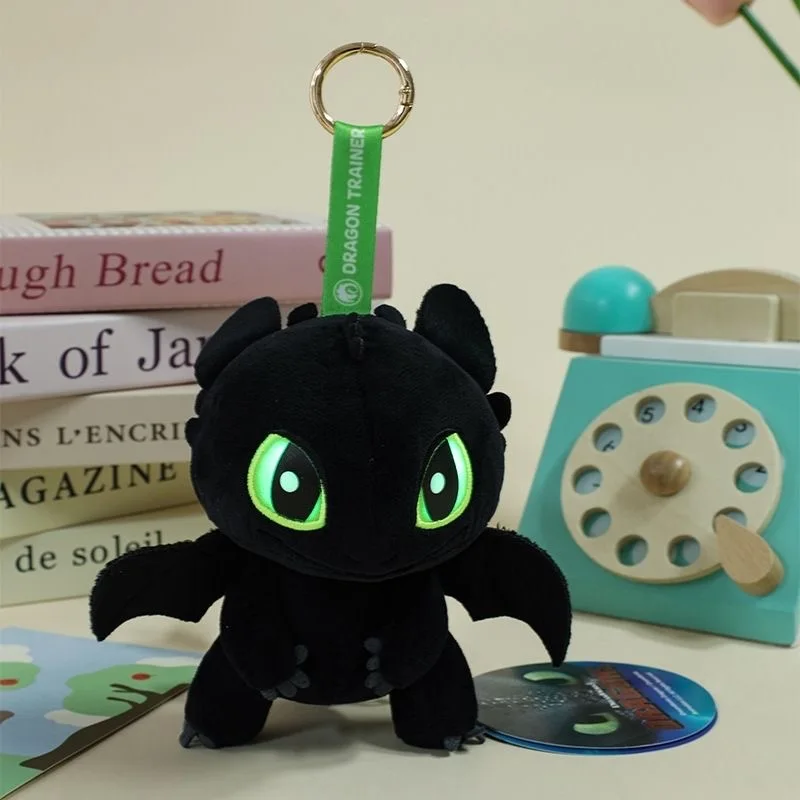 Cute Toothless doll plush toy genuine How to Train Your Dragon Night Sha Light Fury pendant couple keychain Emit light and sound