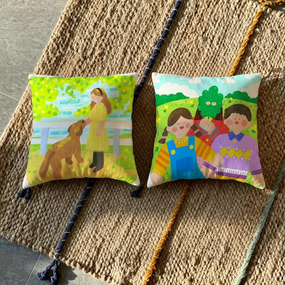 Cushion Cover Linen Double-Sided Pillowcase Sofa Cushion Cover Multi-Size Home Decor M-MarimekkoS