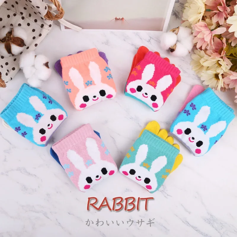5 Pairs Five Finger Socks Cotton Cartoon 5 Split Toe Socks Rabbit Animal Print Cute Ladies Ankle Socks