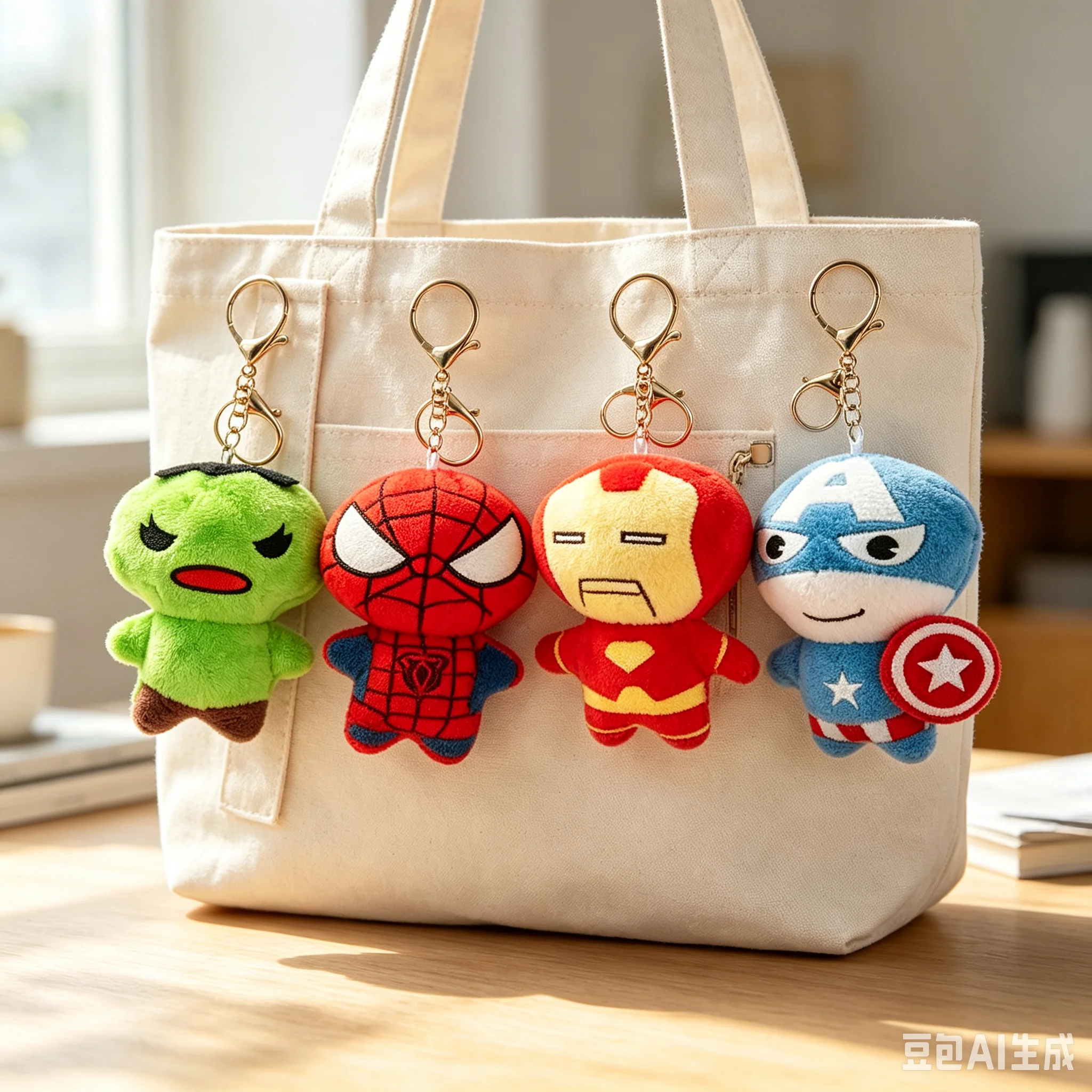 Chaveiros de Pelúcia Originais Marvel: Homem-Aranha, Superman, Capitão América - Pequenos Pingentes e Anéis de Chave para Presentes de Natal e Aniversário