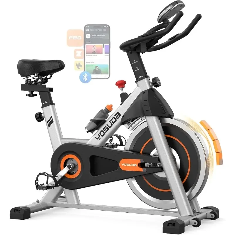 YOSUDA Heimtrainer, Bremsbelag-Heimtrainer für Zuhause mit exklusiver App, magnetischer Indoor-Cycling-Bike mit 300 lb Tragkraft