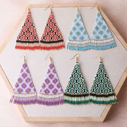 Rice bead earrings Tassel Flowers and plants Originality Hand knitting Bohemia Alloy Design Fashion Simple Beaded earrings