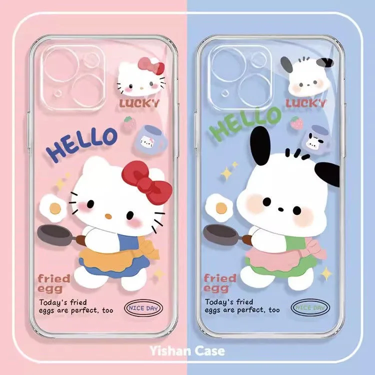 New Cute Sanrios Family Phone Case for Oppo Reno12 Reno11 Reno10 Reno8 Reno7 Reno6 Reno5 Pro Plus 4G 5G Transparent TPU Cover