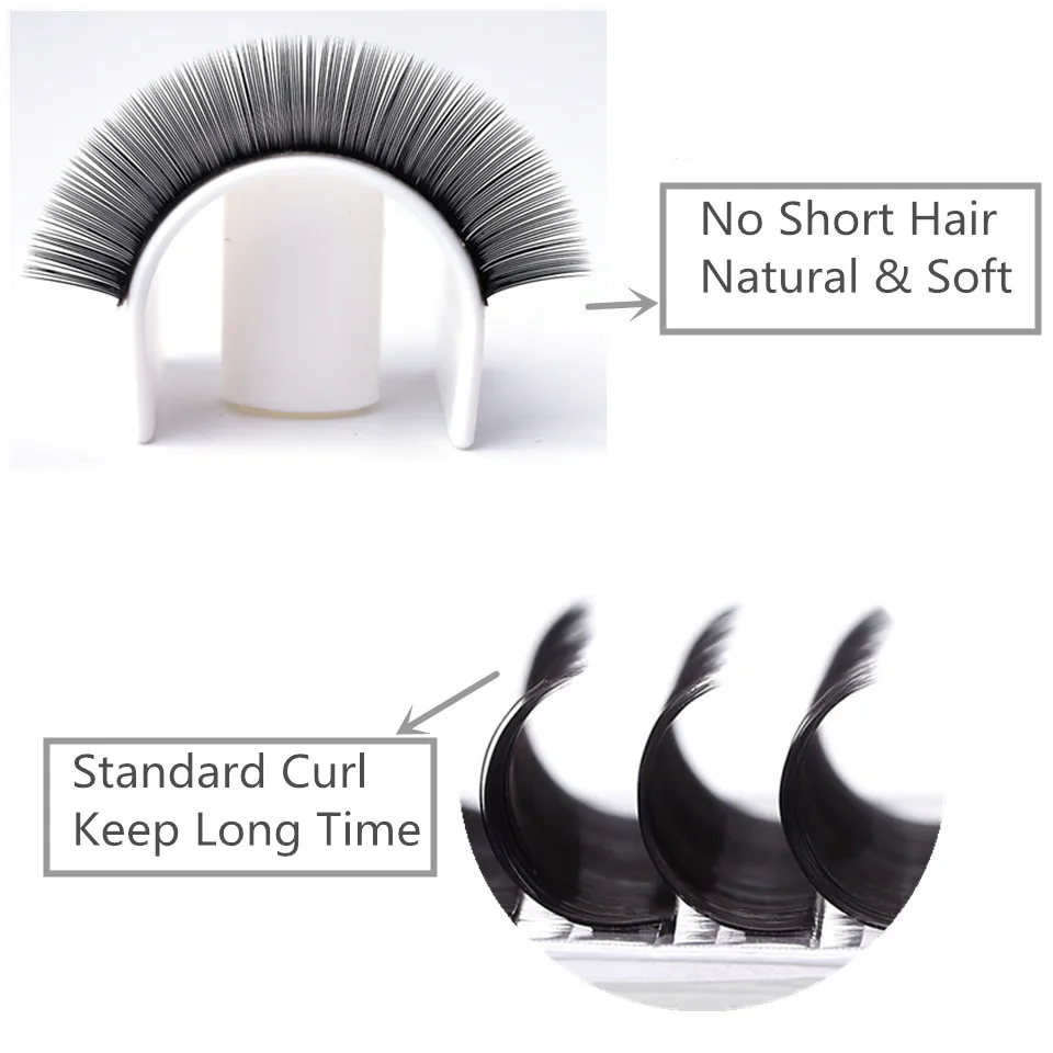 10Cases/Tray Classic Individual Eyelash Extension B C D Curl Lashes Matte Black Professional Soft Natural False Eyelashes