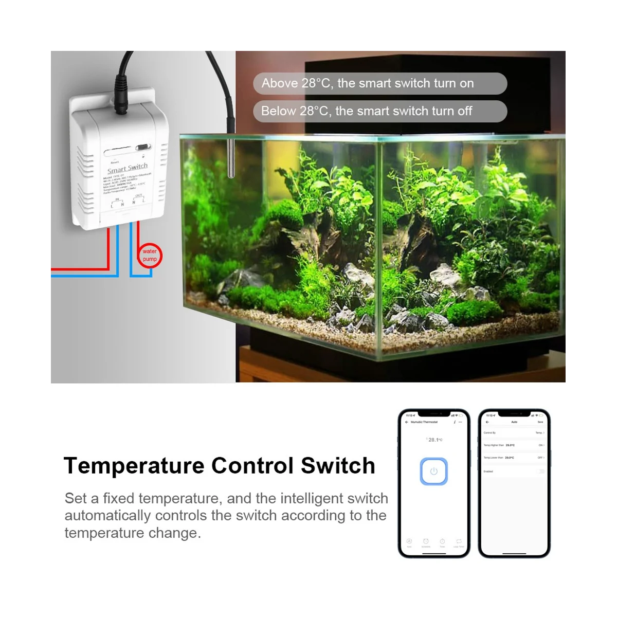 Tuya WiFi Smart Temperature Switch 16A 3000W with Energy Consumption Monitoring Thermostat for Alexa Google Home