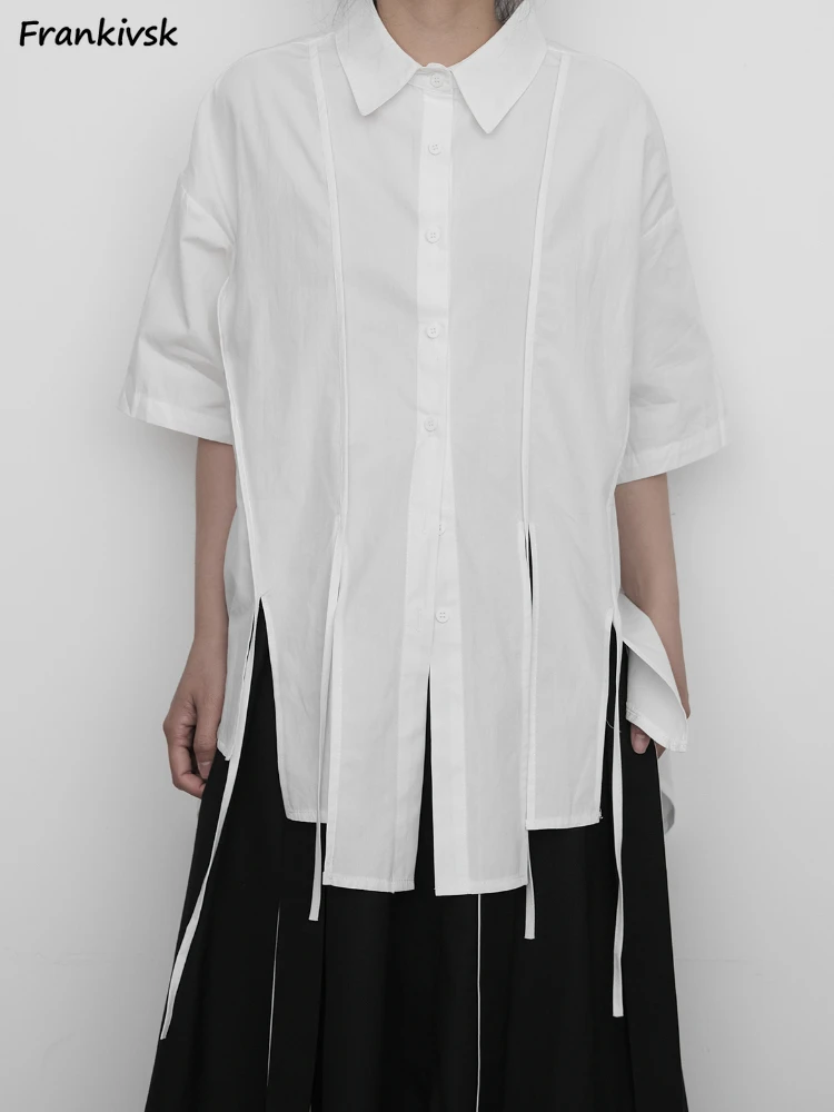 

Asymmetric Shirts Women Advanced Pure Color Personality Fashion Temperament Gothic Leisure Cool Girl Daily Workout Tops New 2023