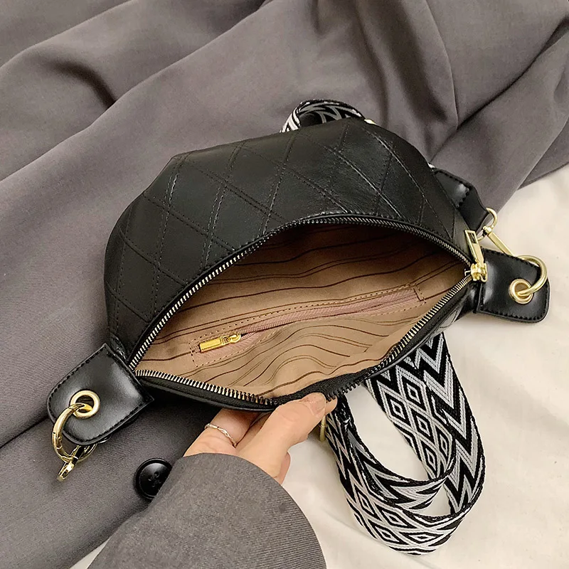 Designer Women\'s Waist Bag Pu Leather Fanny Pack Fashion Travel Crossbody Chest Bags Multifunction Banana Belt Bag Silver