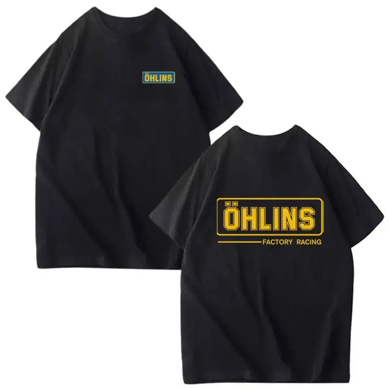 Ohlins Shock Absorber Pattern Car Modification Vehicle Accessories Men's and Women's Short-sleeved Pure Cotton T-shirts
