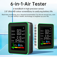 New 6 In 1 Air Quality Monitor Dioxide Detector CO2 HCHO TVOC PM2.5 Temperature & Humidity Air Quality Tester for Home & Office