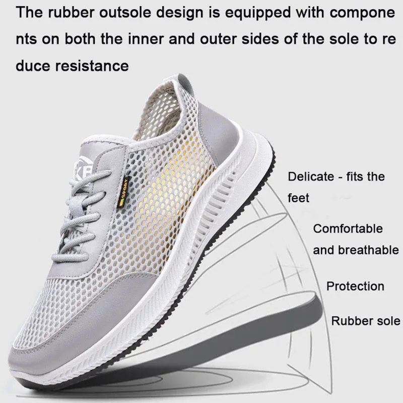 Oulylan Scarpe da ginnastica casual leggere da esterno Scarpe da corsa in rete da uomo Nuove scarpe sportive da uomo traspiranti estive grigie per scarpe da ginnastica da uomo