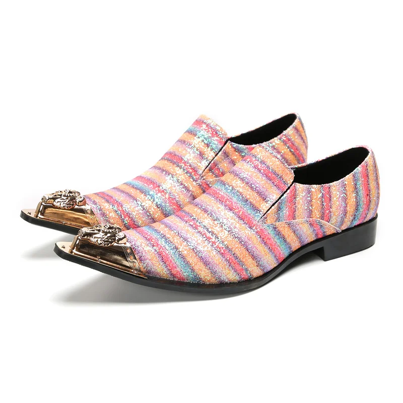 Brett Frühling Herbst Schuhe für Männer Metalle Hut Spike rosa Business Bankett Party sozialisieren Rindsleder Hochzeit Herren schuhe – Detail 10