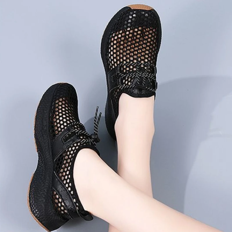 

2026 Summer New Women's Slip-on Shoes Big Mesh Breathable Fashion Flat Shoes