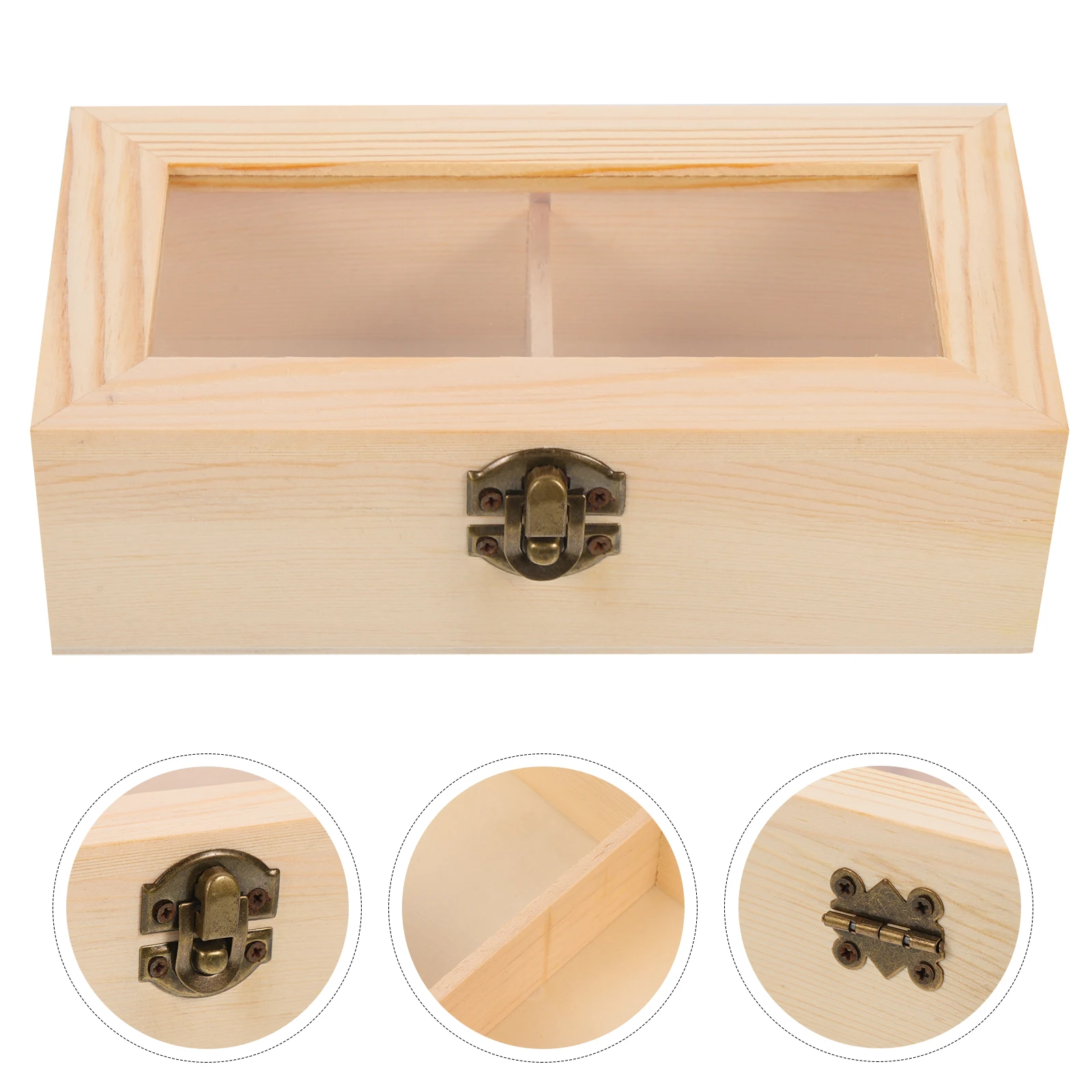 

Vintage Jewelry Box Wooden Storage Container 2 Compartment Trinket Box For Rings Earrings Necklaces Bracelets Organizing Large