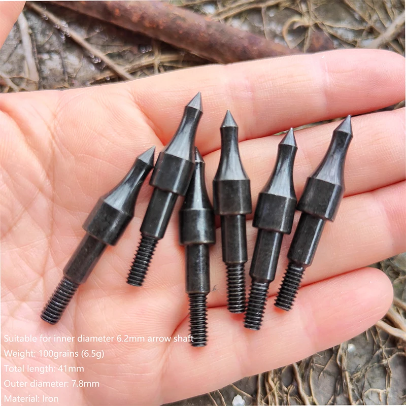 6pcs 60-100Grains Screws Arrowhead For I.D.6.2mm Arrow shaft Hunting Archery Compound Bow Target