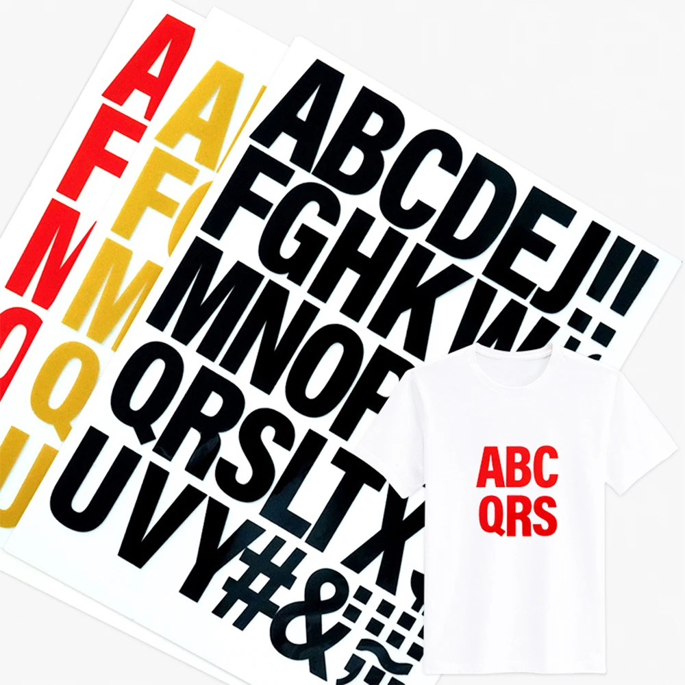 Adhesive Heat Transfer Vinyl Alphabets Symbols Pattern Ironing Sticker HTV Printing for Handmade Carfts Clothing T-Shirts Fabric