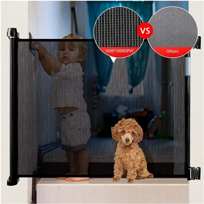 Grainbuds New Portable Folding Baby Safety Gates Pet Barrier Mesh Fences Aluminum Easy To Install Playpen Guardrail Knob Design