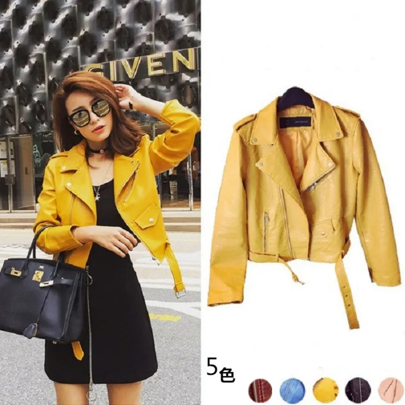Female Spring Autumn Tops Coat Leather Coat Large Sweet Simple Leisure Brand Design Fashion Senior Soft Minority Versatile Thin