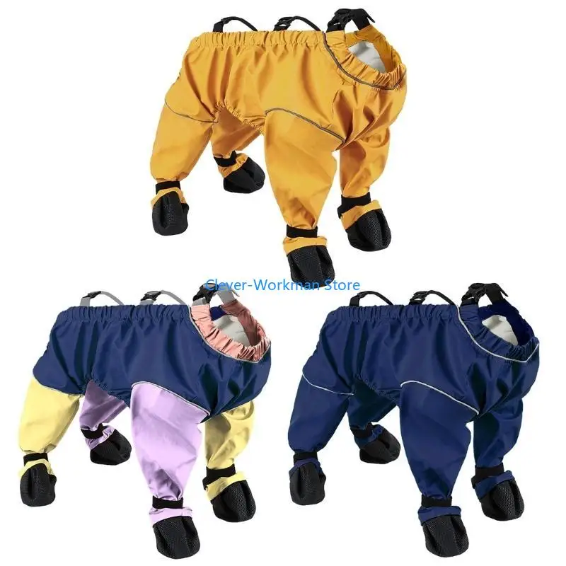 

24TD Multiuse Pet Suspender Pants with Antislip Foot Cover for Indoor Protecting Floor Dirtproof Outdoor Activity Dog Pants