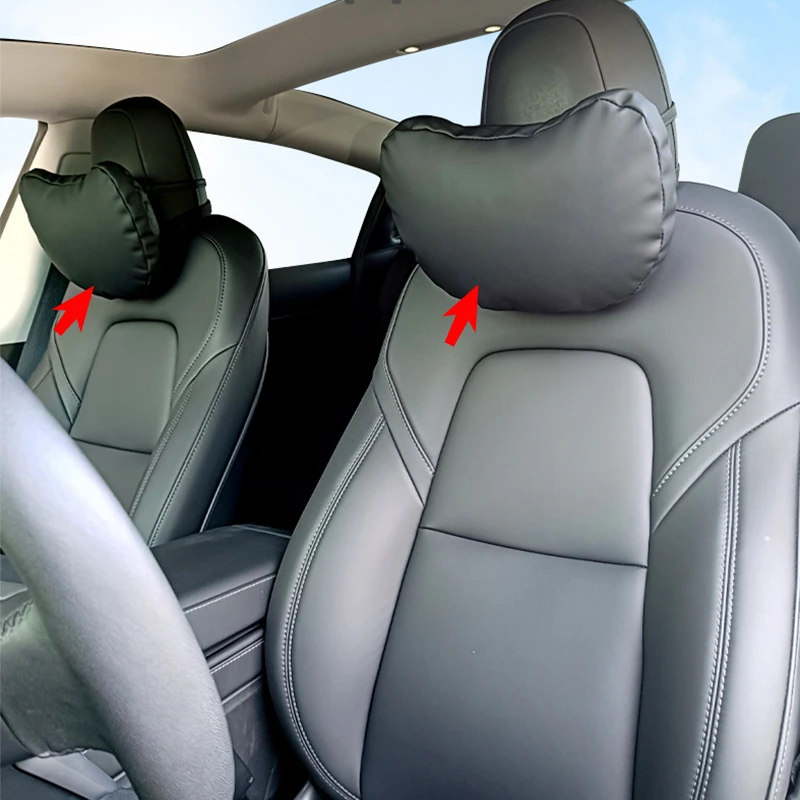 

For Tesla Model 3/Y/S/X/3 Highland 2024 Car Seat Headrest Neck Pillow Soft Comfort Memory Cushion Protect Cover Auto Accessories