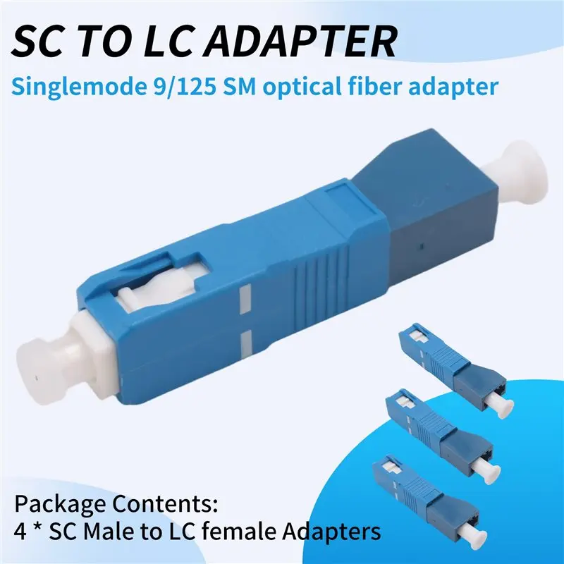 B04B-4 Pack Single Mode 9/125Um SC/UPC Male To LC/UPC Female Hybrid Optical Fiber Adapter Connector For Optical Power Meter