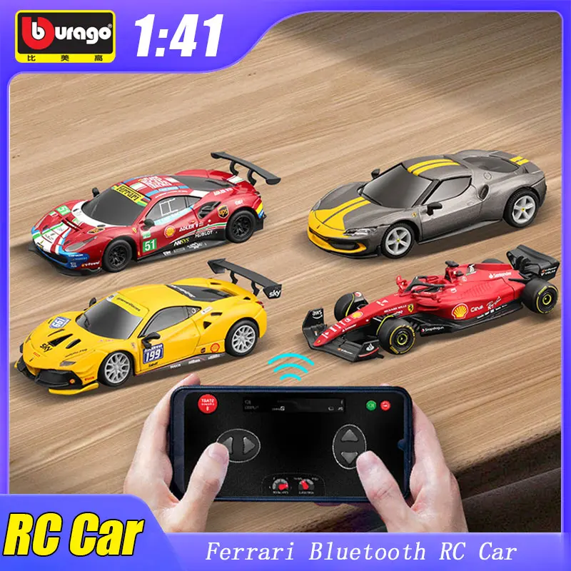 

1:41 Bburago Ferrari RC Car Bluetooth Usb Interface Rtr Ferrari 488 Gte 296 Gtb Fxxk Evo Model Car Toys Kids Christmas Gift